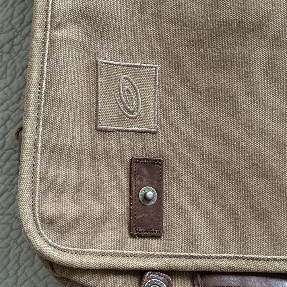 Timbuk2 Tan Canvas Single Speed Messenger Crossbody Bag Leather Trim Y2K Vintage